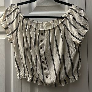 H&M Cream and Black Striped Blouse
